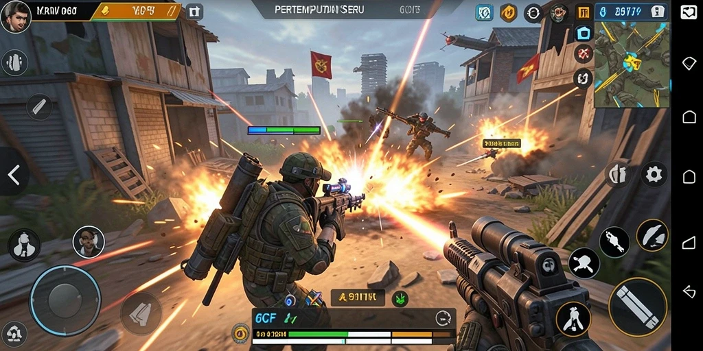 Tampilan gameplay 6CF yang mendebarkan dan penuh aksi.