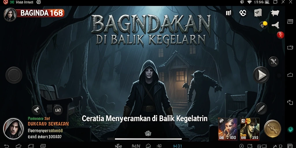 Screenshot dari gameplay menakutkan di BAGINDA168, menunjukkan suasana gelap dan mencekam.