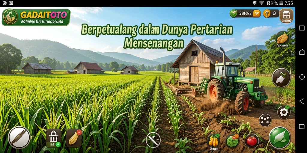 Tampilan gameplay <strong>GADAITOTO</strong> menunjukkan ladang yang luas dan hewan-hewan lucu.