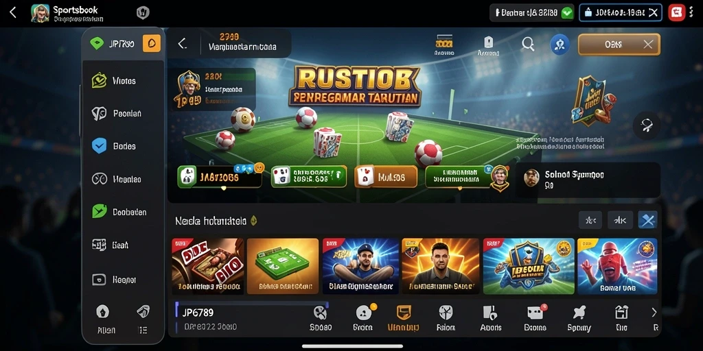 Tampilan antarmuka JP6789 dengan fitur sportsbook yang menarik.