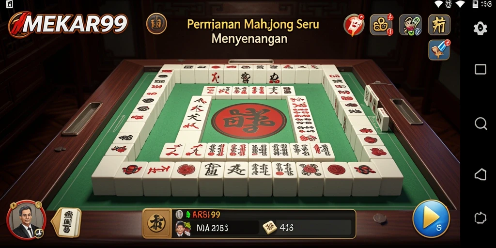 Screenshot gameplay MEKAR99 menunjukkan keseruan bermain Mahjong.