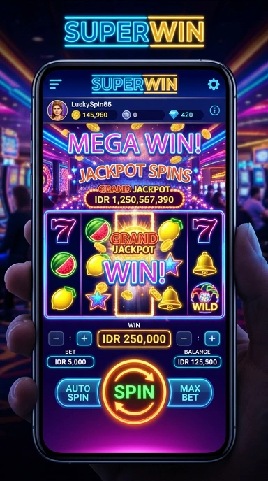 Proses pengunduhan aplikasi di superwin yang cepat dan aman.